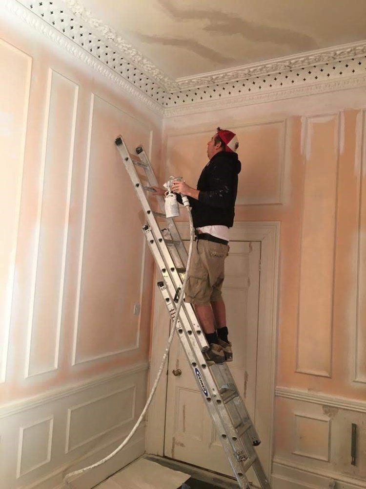 Spraying a panelled Drawing Room in Clifton